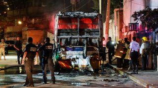 Autobús quemado en Acapulco
