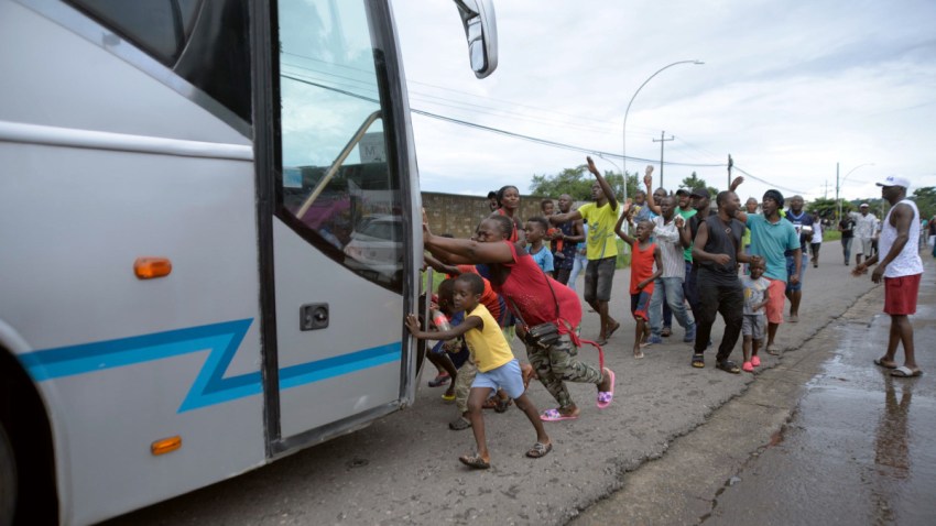 Protesta de migrantes africanos en Chiapas.