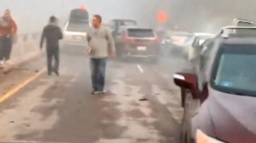 Nuevas imágenes de accidente que involucró 69 vehículos y dejó 51 heridos