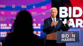 Democratic presidential candidate Joe Biden speaks after a virtual meeting on safe school reopening, in Wilmington, Delaware, Sept. 2, 2020.