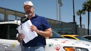 FILE: Oscar Leeser, Chairman of Hyundai Hope on Wheels speaks during Hyundai Hope on Wheels handprint and grant ceremony to benefit Children's Hospital Los Angeles at Dodger Stadium on May 1, 2011 in Los Angeles, California. Leeser served as El Paso mayor from 2013-17 and was re-elected in a runoff Saturday, defeating incumbent Mayor Dee Margo.