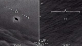 Two radar screens showing unidentified flying objects