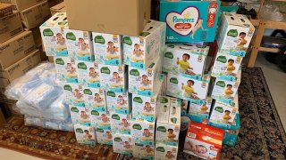 Diapers at the Junior League of Champlain Valley's diaper bank