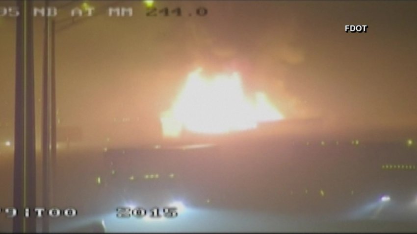 Malas condiciones provocan varios choques, un incendio con varios muertos y heridos en I-95
