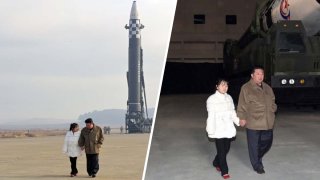 El líder norcoreano, Kim Jong-un, presidió el exitoso lanzamiento realizado el viernes del misil balístico intercontinental (ICBM) Hwasong-17 y lo hizo acompañado de su esposa e hija.
