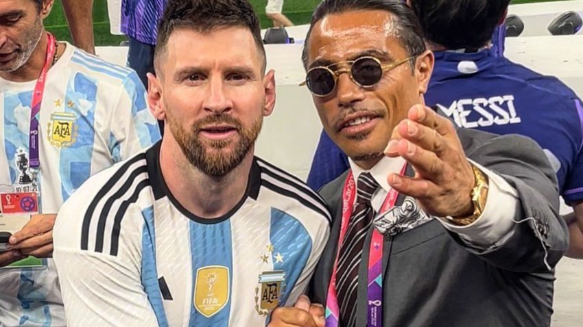 Messi vive momento incómodo con Salt Bae en la celebración
