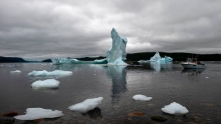 An iceberg floats off King's Point in Newfoundland