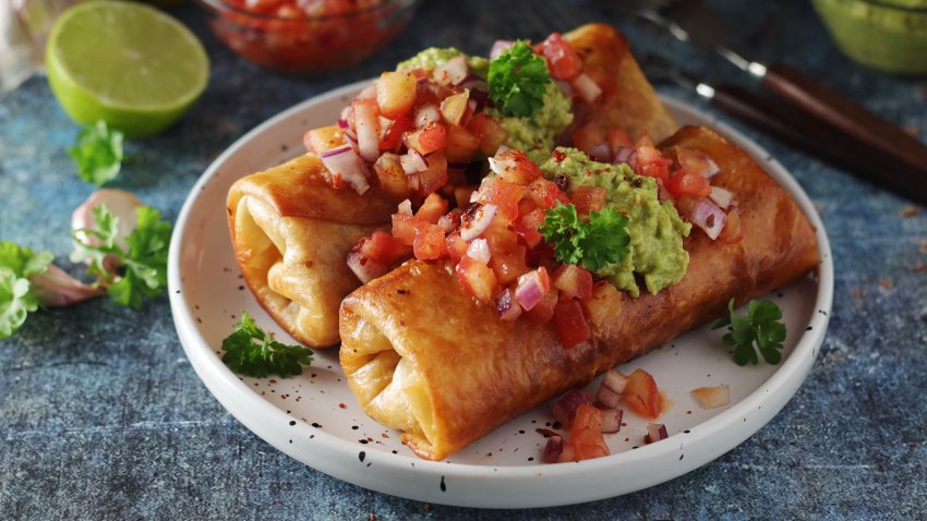 A typical dish of Mexican cuisine – Chimichanga, made of tortilla with different ingredients