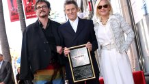 HOLLYWOOD, CALIFORNIA - JANUARY 08: (L-R) Pedro Pascal, Willem Dafoe and Patricia Arquette attend the Hollywood Walk of Fame Star Ceremony for Willem Dafoe on January 08, 2024 in Hollywood, California. (Photo by Amy Sussman/Getty Images)