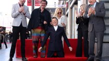 HOLLYWOOD, CALIFORNIA - JANUARY 08: Pedro Pascal, Willem Dafoe, Patricia Arquette and President and CEO for Hollywood Chamber Steve Nissen attend the Hollywood Walk of Fame Star Ceremony for Willem Dafoe on January 08, 2024 in Hollywood, California. (Photo by Amy Sussman/Getty Images)