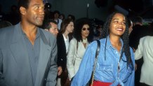 HOLLYWOOD, CA - MAY 26: Actor and former NFL player O.J. Simpson and daughter Arnelle arrive for the "Cliffhanger" premiere on May 26, 1993 at the Mann's Chinese Theatre in Hollywood, California. (Photo by Vinnie Zuffante/Getty Images)