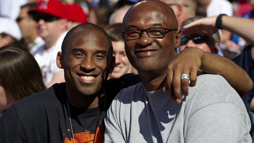 Baseball: Closeup of Los Angeles Lakers basketball player Kobe Bryant with his father Joe Bryant during Los Angeles Angels of Anaheim vs Los Angeles Dodgers game. Anaheim, CA 6/21/2009 CREDIT: John W. McDonough (Photo by John W. McDonough /Sports Illustrated via Getty Images) (Set Number: X82639 TK1 R2 F201 )