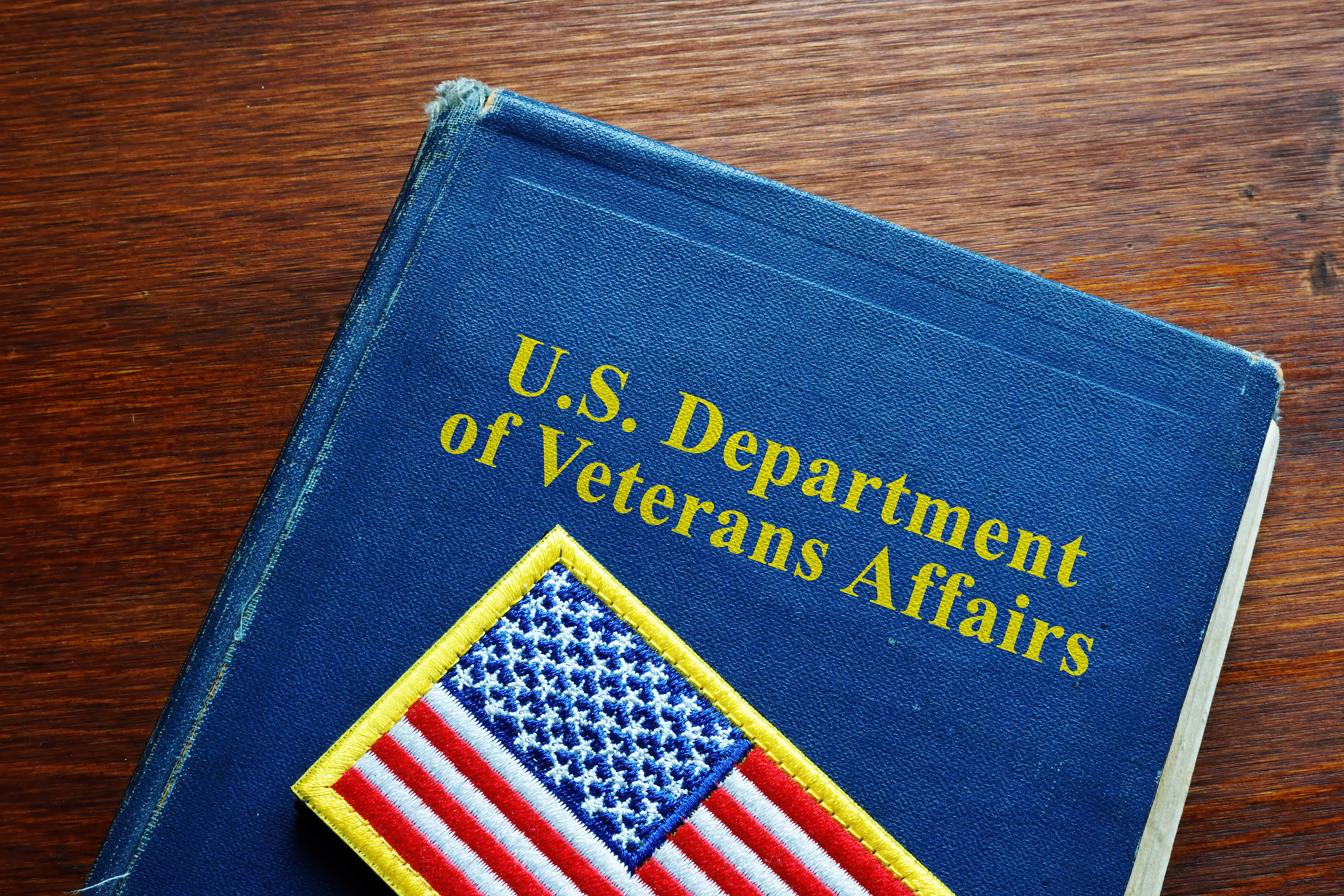 US Department of Veterans Affairs VA book and flag.