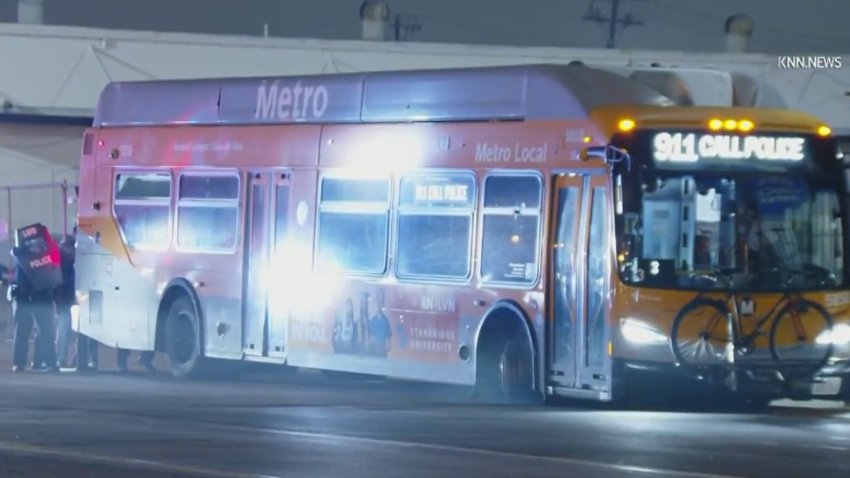 Video shows an LA Metro bus that was hijacked in Downtown LA - where a bus passenger was murdered.