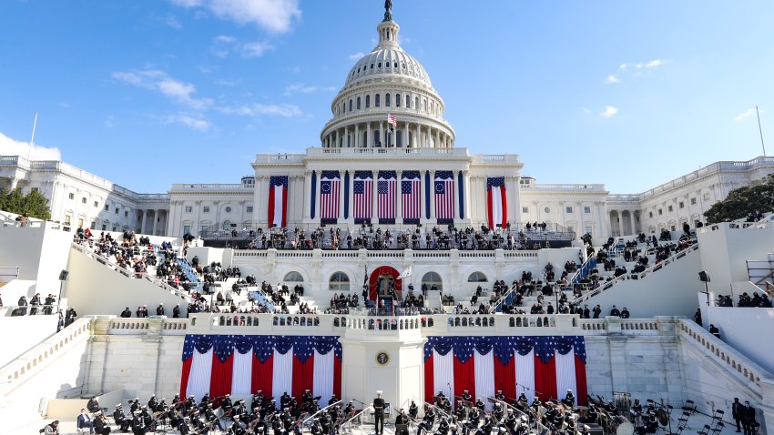 WASHINGTON, DC – JANUARY 20:  U.S. President Joe Biden delivers his inaugural address on the West Front of the U.S. Capitol on January 20, 2021 in Washington, DC.  During today’s inauguration ceremony Joe Biden becomes the 46th president of the United States. (Photo by Tasos Katopodis/Getty Images)