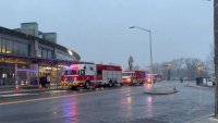 Fire truck, ambulance outside of the Trenton Transit Center