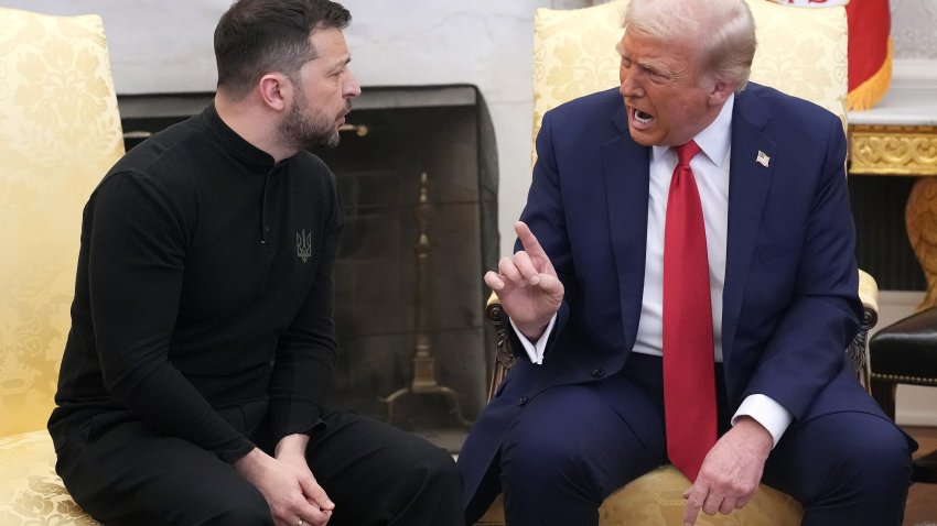 WASHINGTON, DC – FEBRUARY 28: U.S. President Donald Trump and Ukrainian President Volodymyr Zelensky meet in the Oval Office at the White House on February 28, 2025 in Washington, DC. Trump and Zelensky are meeting today to negotiate a preliminary agreement on sharing Ukraine’s mineral resources that Trump says will allow America to recoup aid provided to Kyiv while supporting Ukraine’s economy. (Photo by Andrew Harnik/Getty Images)