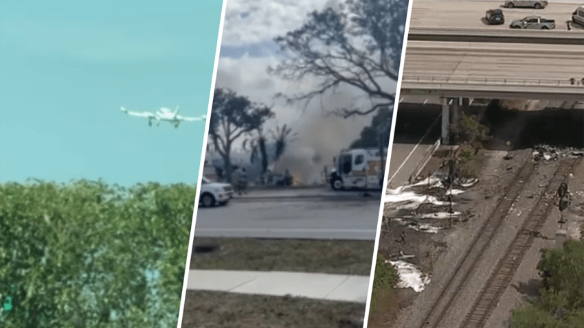 Images from a fatal plane crash in Boca Raton on April 11, 2025.