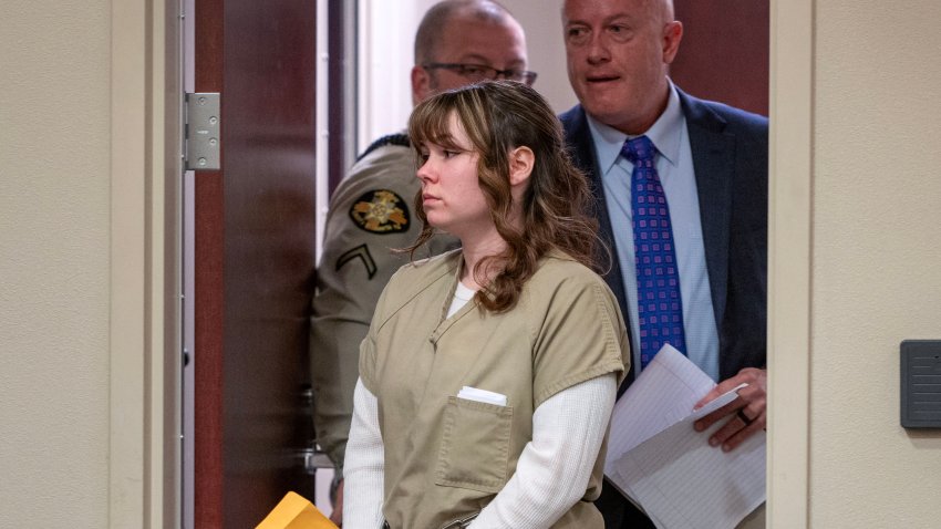 Hannah Gutierrez-Reed, the former armorer at the movie Rust, arrives for her sentencing hearing at the First Judicial District Courthouse in Santa Fe, New Mexico, April 15, 2024. The armorer who loaded the gun that killed a cinematographer on the set of the Alec Baldwin movie “Rust” was convicted March 6, 2024 of involuntary manslaughter. A jury in New Mexico took just over two hours to find Hannah Gutierrez guilty over the death of Halyna Hutchins in October 2021 during filming of the budget Western. (Photo by Eddie Moore / Journal / POOL / AFP) (Photo by EDDIE MOORE / JOURNAL/POOL/AFP via Getty Images)