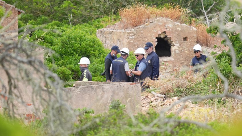 Search teams at a derelict and abandoned property close to Praia De Luz, Portugal, where searches are being carried out by officers investigating the disappearance of Madeleine McCann, in countryside a few miles from the resort where she was last seen in 2007.
