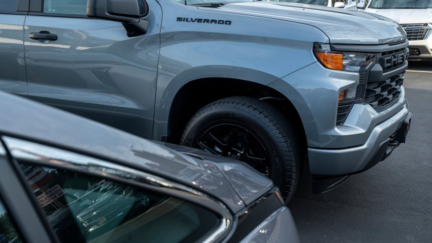 A Chevrolet Silverado pick-up truck at a dealership in Colma, California, US, on Friday, Jan. 26, 2024. General Motors Co. is expected to release earnings figures on January 30. Photographer: David Paul Morris/Bloomberg via Getty Images